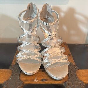 Nina NY leather rhinestone heels